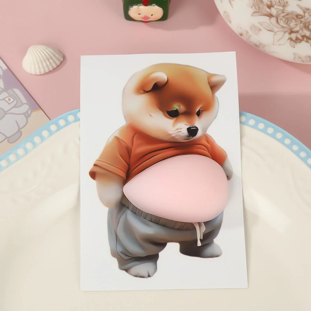 3D Shiba Inu Stickers – Cute Orange Apparel Shiba Inu Stickers, 3D Cute Chubby Shiba Inu (Design), Silicone Self-Adhesive