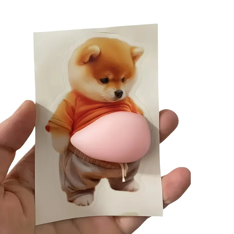 3D Shiba Inu Stickers – Cute Orange Apparel Shiba Inu Stickers, 3D Cute Chubby Shiba Inu (Design), Silicone Self-Adhesive