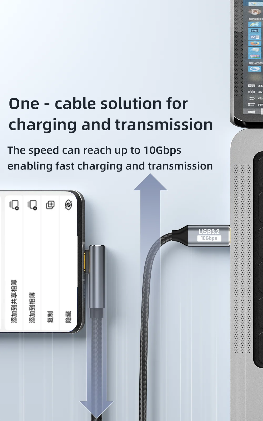 5A 100W USB C 3 Gen2 10Gbps Cable Type C to C 4k 60Hz Video Cable QC4.0 3.0 Fast Charging Cable For MacBook Pro Samsung Xiaomi