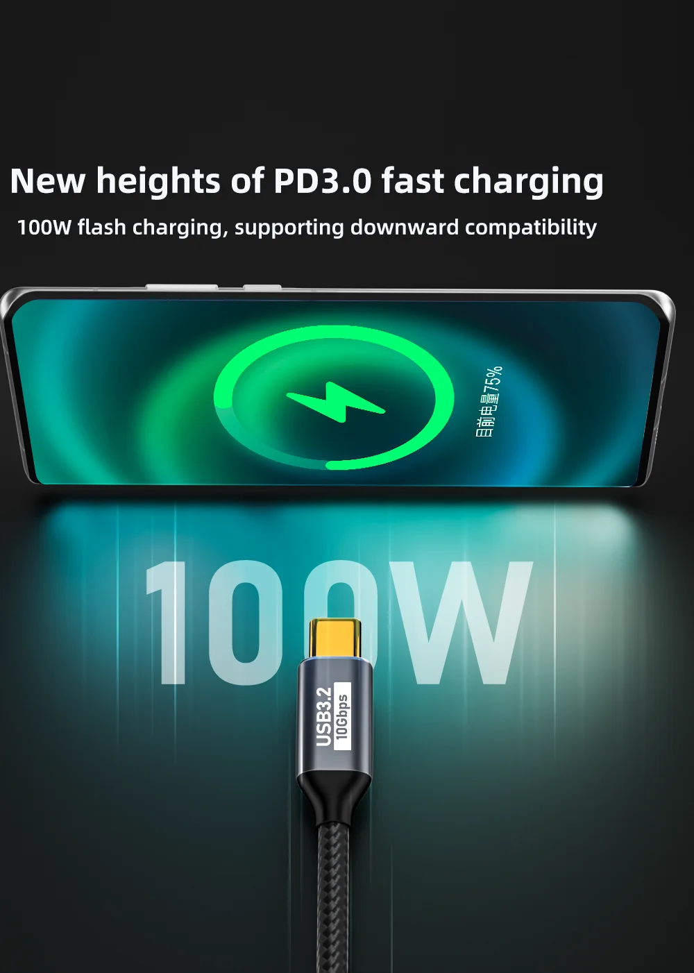 5A 100W USB C 3 Gen2 10Gbps Cable Type C to C 4k 60Hz Video Cable QC4.0 3.0 Fast Charging Cable For MacBook Pro Samsung Xiaomi