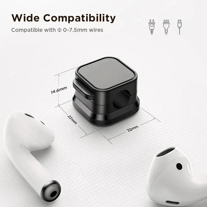 Magnetic Cable Clip Cable Holder Adhesive Wire Keeper Cord Cable Organizer for Home Office Under Desk Management