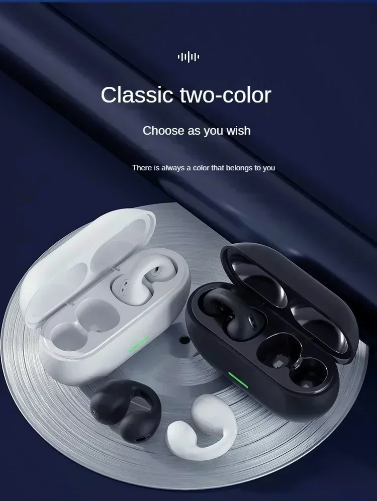 TWS Bluetooth Headset 5.3 Wireless Air Conduction Headphones Clip Ear Music Noise Canceling HD Call Sports Gaming Earphone