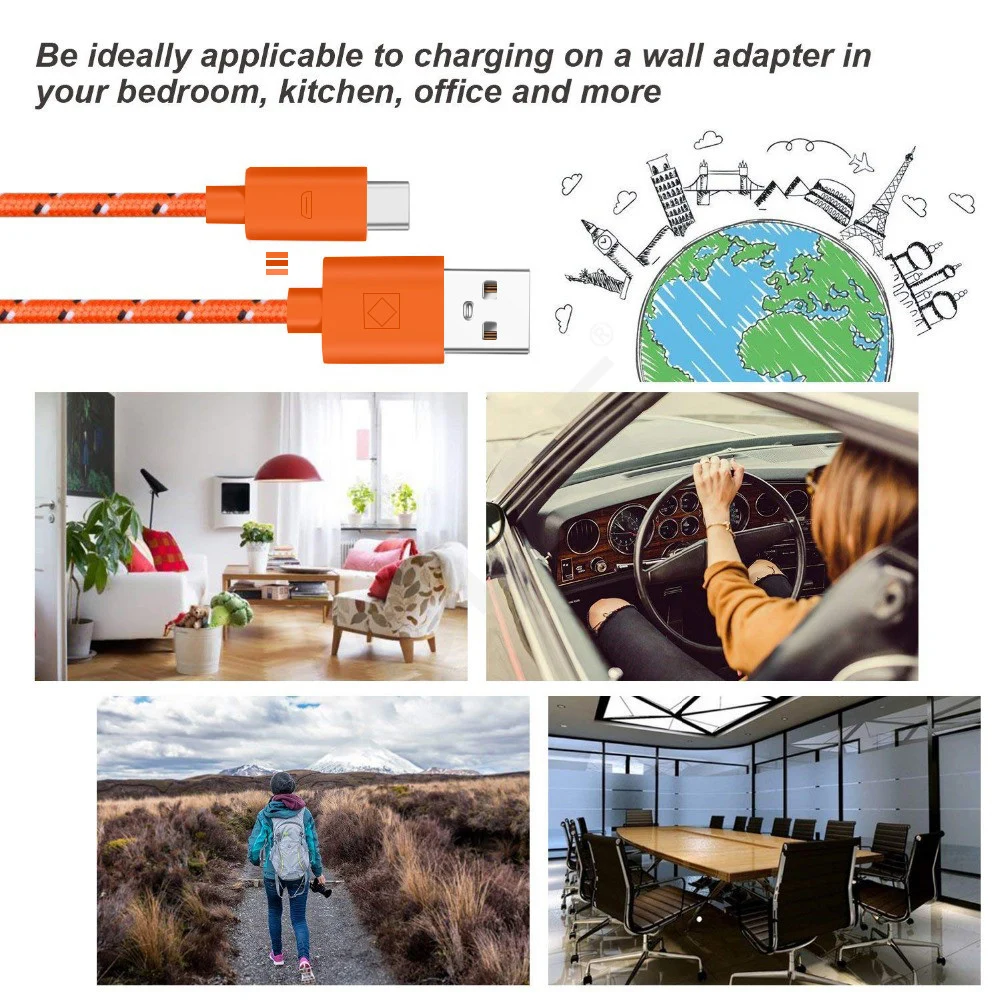 OLAF Nylon Braided USB Type C Cable 1M 2M 3M Data Sync Fast Charging USB C Cable For Samsung S9 S10 Xiaomi mi9 mi8 Huawei Type-c