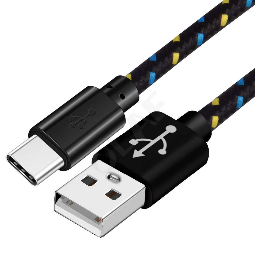 OLAF Nylon Braided USB Type C Cable 1M 2M 3M Data Sync Fast Charging USB C Cable For Samsung S9 S10 Xiaomi mi9 mi8 Huawei Type-c