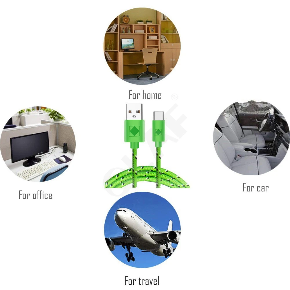 OLAF Nylon Braided USB Type C Cable 1M 2M 3M Data Sync Fast Charging USB C Cable For Samsung S9 S10 Xiaomi mi9 mi8 Huawei Type-c