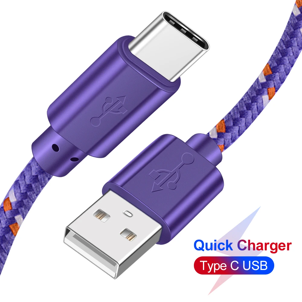 OLAF Nylon Braided USB Type C Cable 1M 2M 3M Data Sync Fast Charging USB C Cable For Samsung S9 S10 Xiaomi mi9 mi8 Huawei Type-c