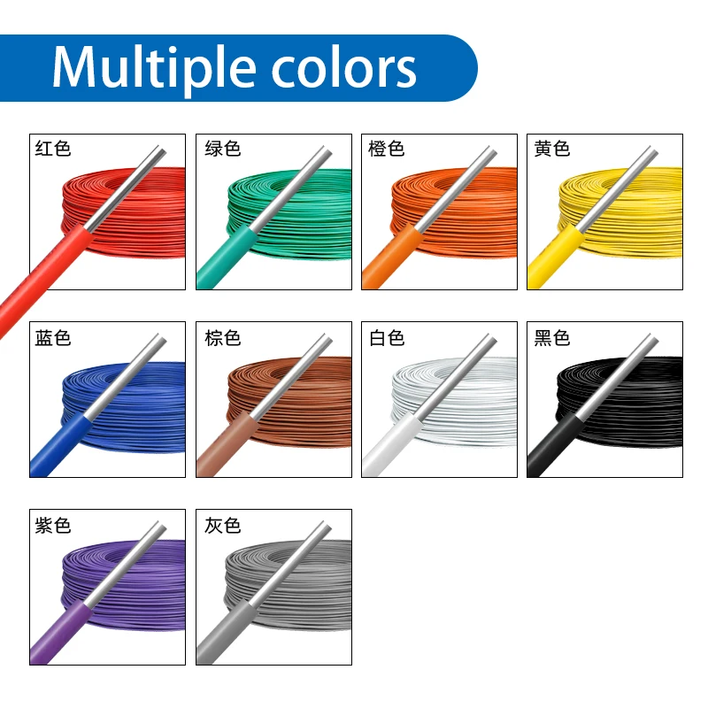 2~50m  1007 Tinned Copper LED Cable 26 24 22 20 18 16 14 AWG Solid Line PVC Insulation Tinned Plating Single Core Wire Line