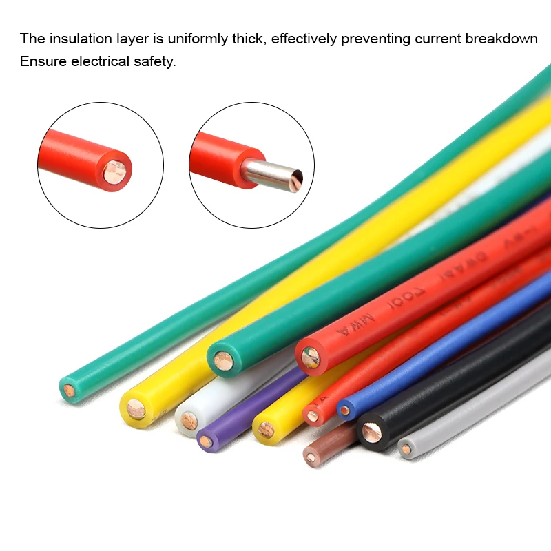 2~50m  1007 Tinned Copper LED Cable 26 24 22 20 18 16 14 AWG Solid Line PVC Insulation Tinned Plating Single Core Wire Line