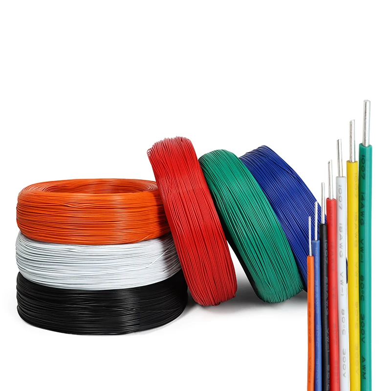 2~50m  1007 Tinned Copper LED Cable 26 24 22 20 18 16 14 AWG Solid Line PVC Insulation Tinned Plating Single Core Wire Line