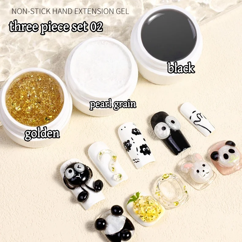 3D Nail Gel, Non-Sticky Hard Long-Lasting Overlay, Creates 3D Bow Geometric Letter Shapes, Salon Quality, Soluble Residue-Free A