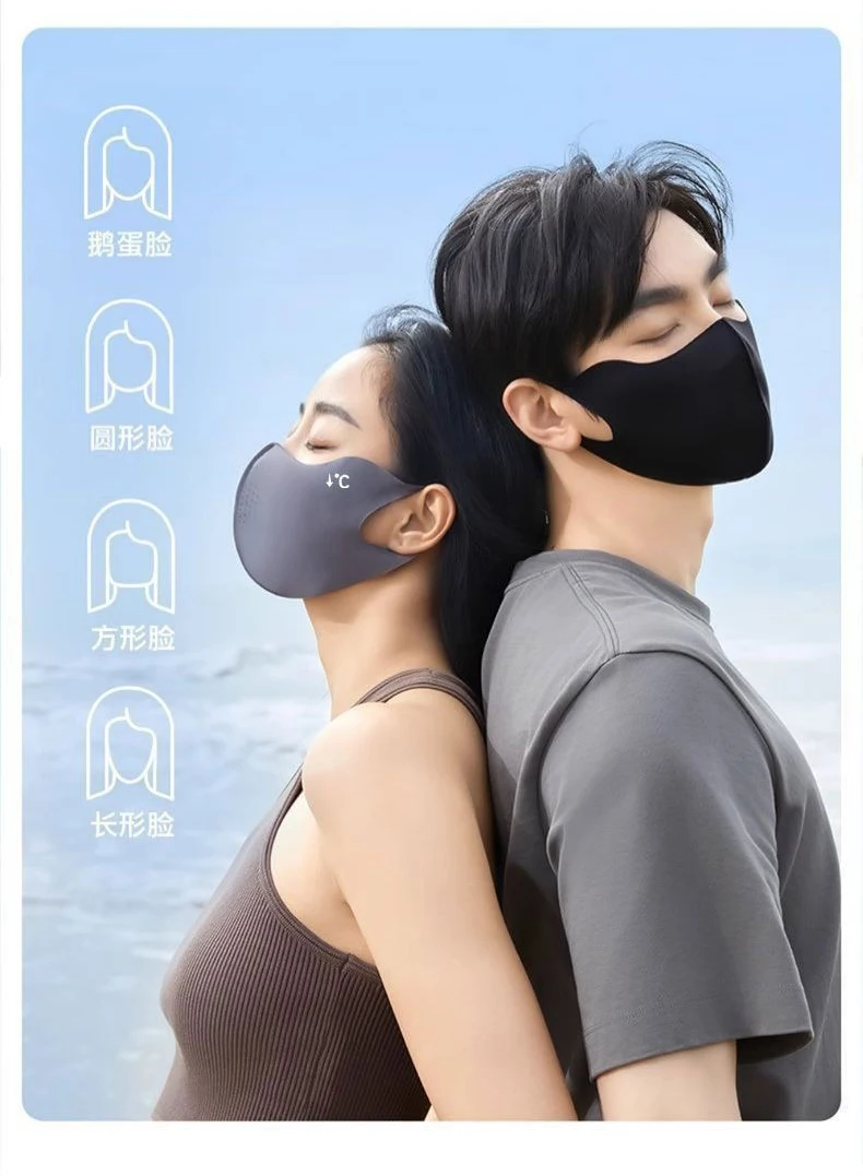 Cooling Mask for Women Men Ice Silk Driving Summer Face Cover Lightweight Washable Breathable Cycling Ice Silk Shopping Sun Mask