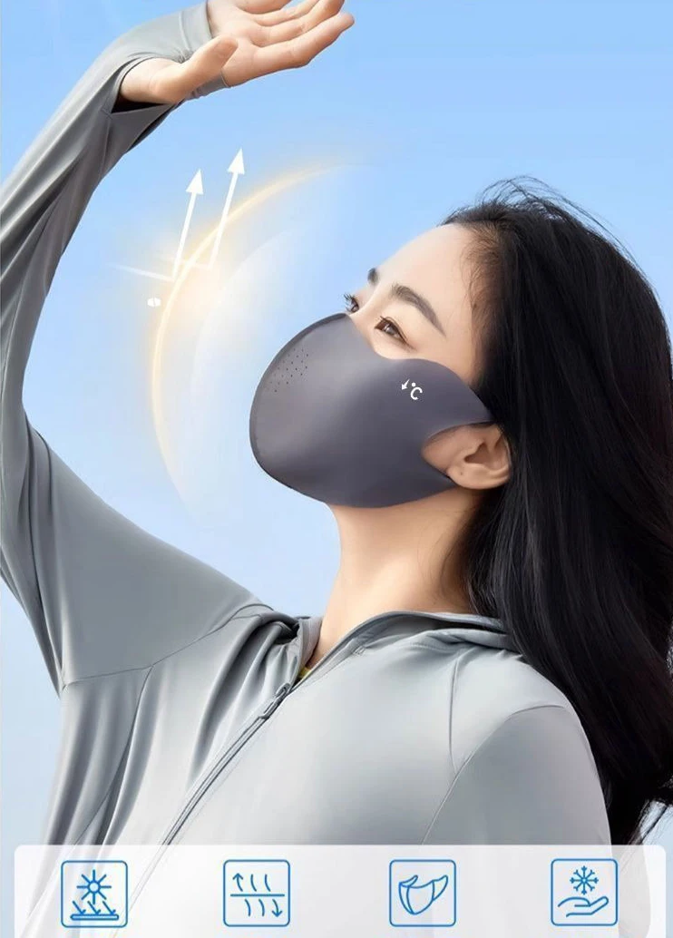 Cooling Mask for Women Men Ice Silk Driving Summer Face Cover Lightweight Washable Breathable Cycling Ice Silk Shopping Sun Mask