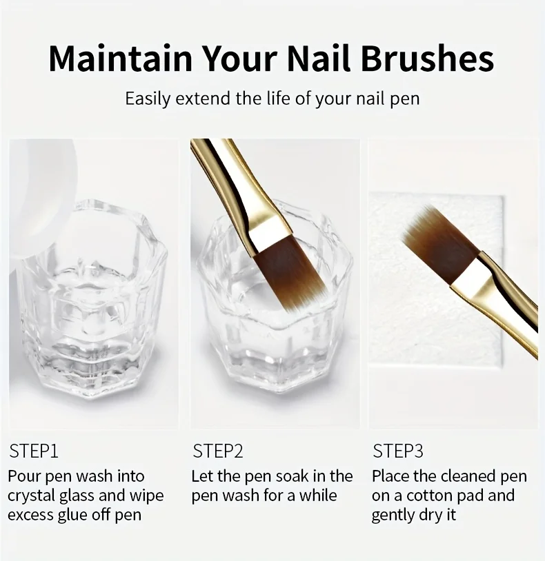 2pcs Wide Soft Bristle Nail Brush Gradient Design Acrylic Handle Gel Polish Applicator Nail Tools