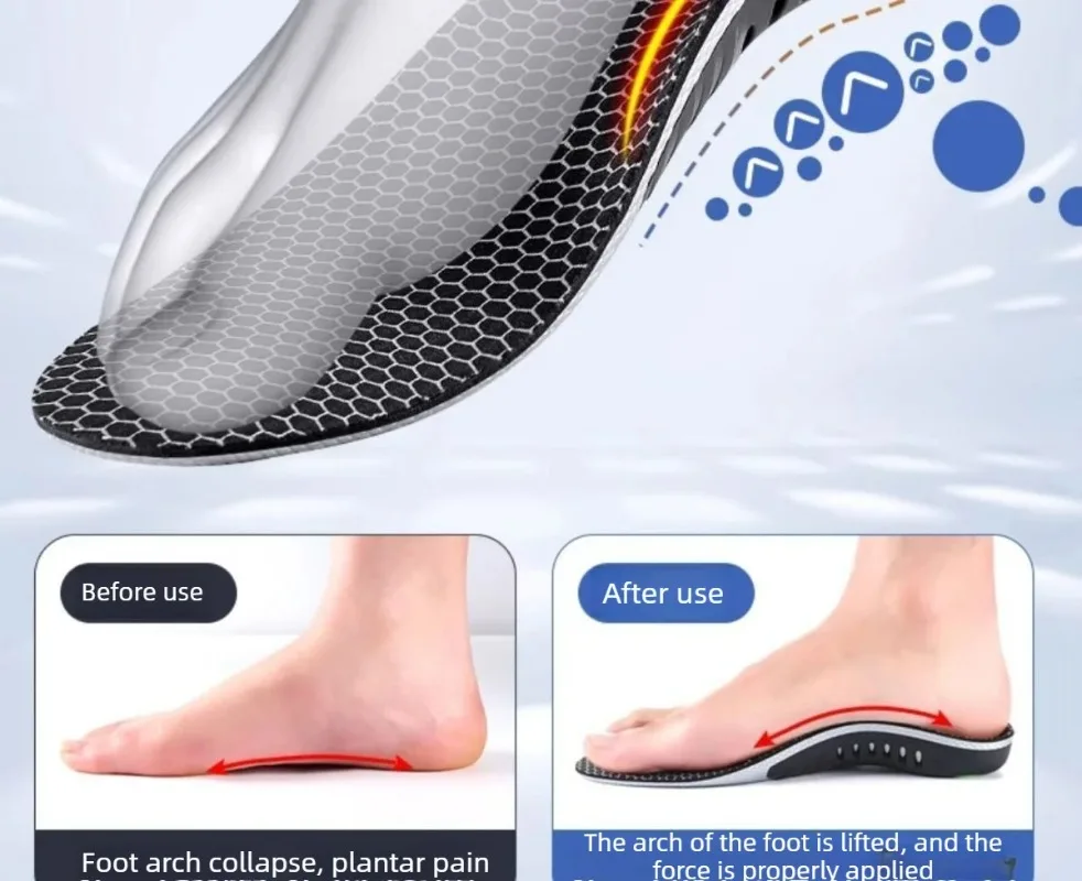 Orthotic Arch Support Sports Insoles 1 Pair Shock Absorbing Graphene Antibacterial Anti-Odor Shoe Pads Foot Pain Relief Running