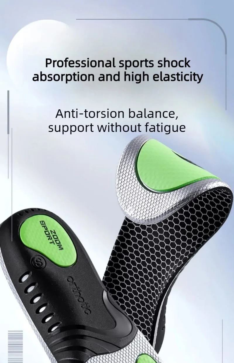 Orthotic Arch Support Sports Insoles 1 Pair Shock Absorbing Graphene Antibacterial Anti-Odor Shoe Pads Foot Pain Relief Running