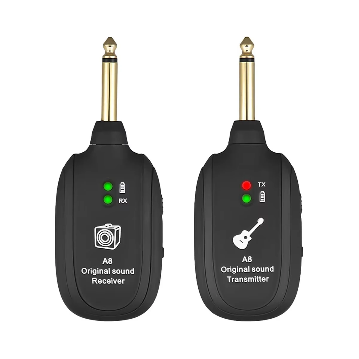 Miwayer A8 Guitar Wireless System - Built-in Rechargeable Transmitter & Receiver for Electric Guitar/Bass