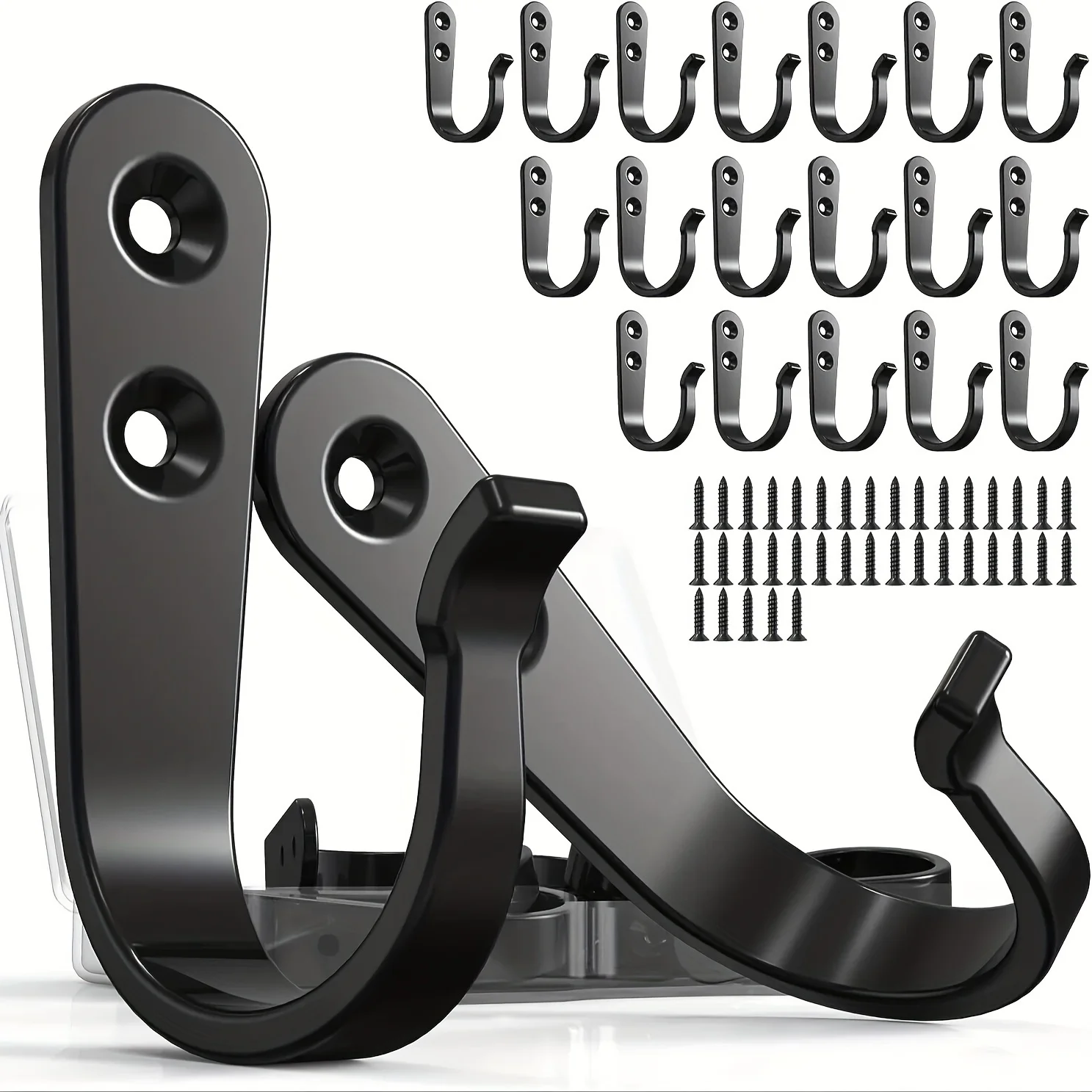 24pcs(8 Hooks 16 Screws) Heavy-Duty Iron Coat Hooks,Anti-Rust Wall Mounted for Home Office Industrial,Multiple Styles Available
