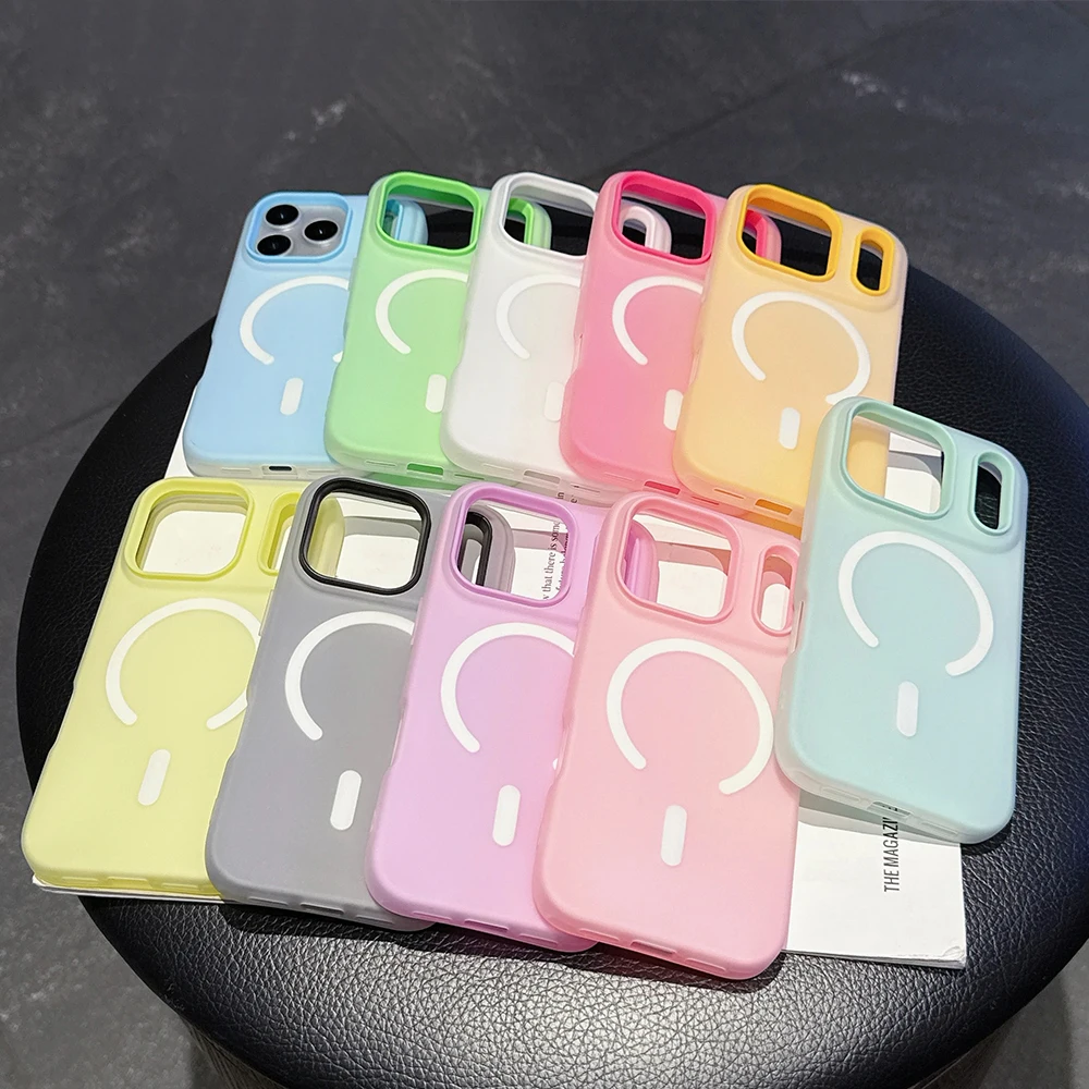 Original Candy Color 2IN1 For Magsafe Wireless Charging Case For iPhone 18 17 16 15 14 13 12 11 Pro Max PLUS AIR Magnetic Cover