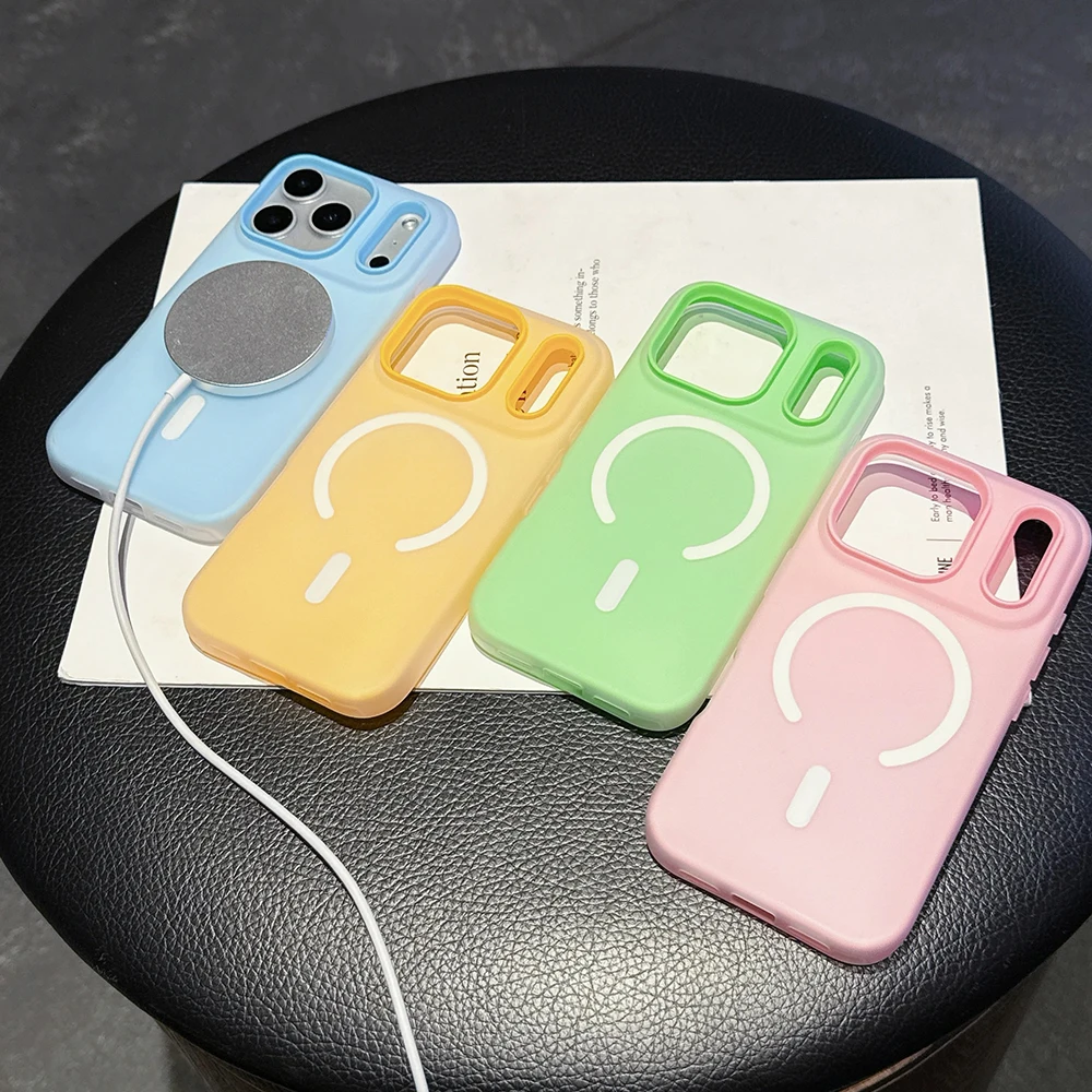 Original Candy Color 2IN1 For Magsafe Wireless Charging Case For iPhone 18 17 16 15 14 13 12 11 Pro Max PLUS AIR Magnetic Cover