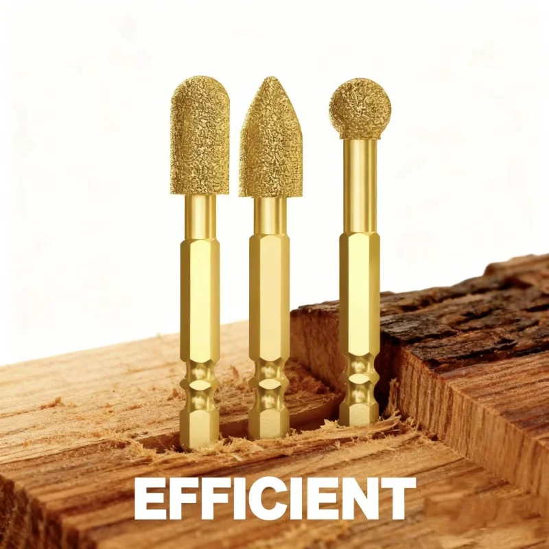3pcs Diamond Grinding Head Tile Rotary File Polishing Head for Iron, Stainless Steel, Ceramic, Tile, Fits Drill