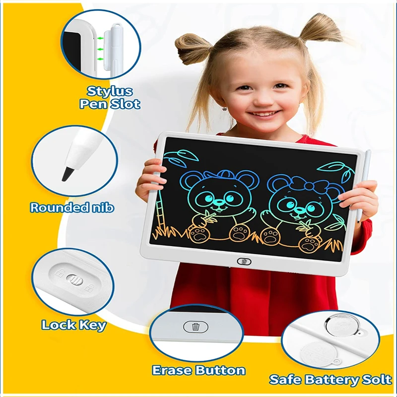 11/13/16 Inch Kids Chalkboard LCD Writing Board Tablet Drawing Painting Educational Toy for Children Aged 3-8 Years Boys Girls