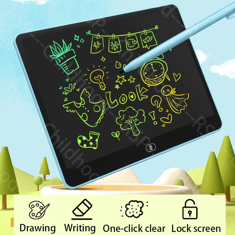 11/13/16 Inch Kids Chalkboard LCD Writing Board Tablet Drawing Painting Educational Toy for Children Aged 3-8 Years Boys Girls