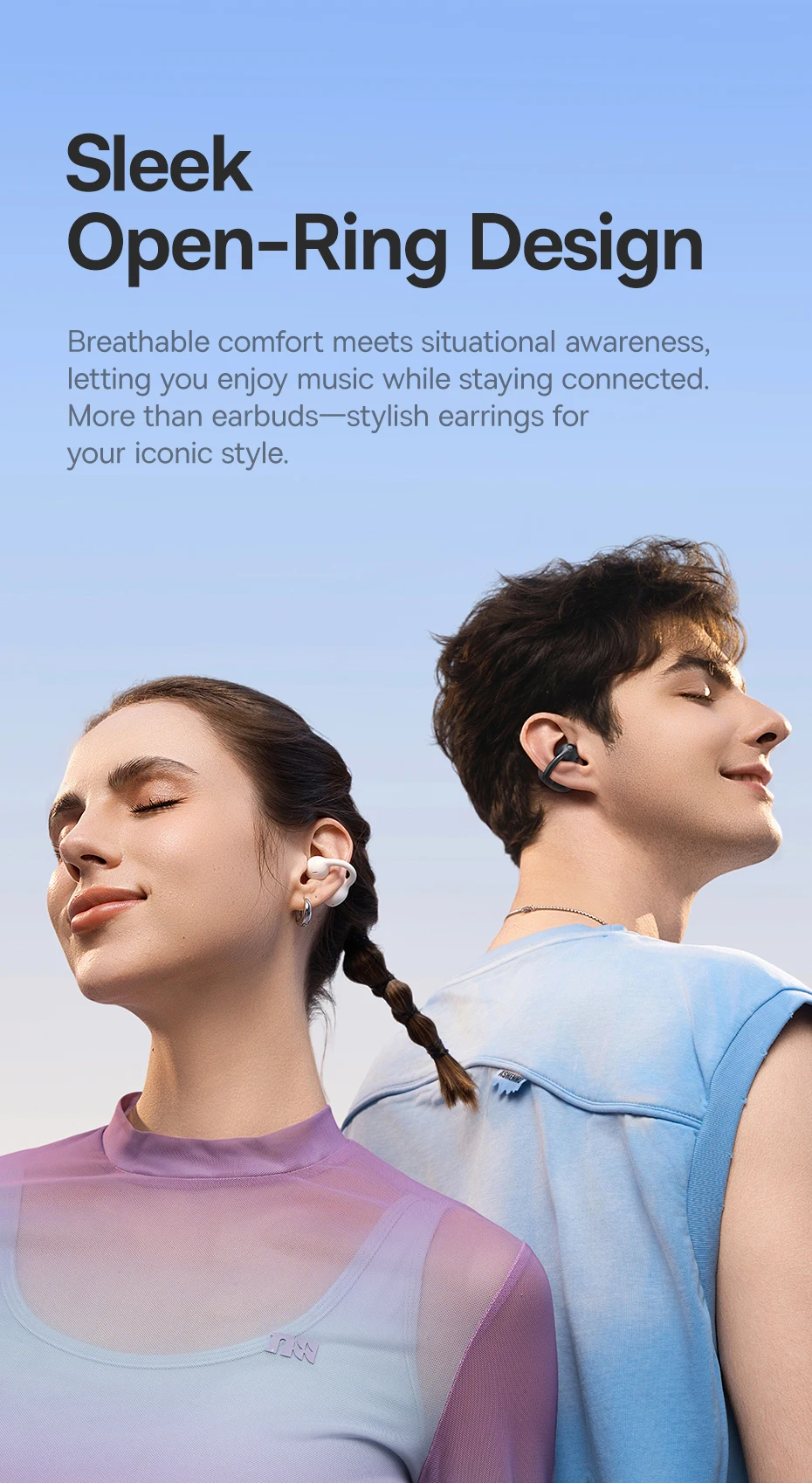 Baseus BC1 Ear Clip Earbuds Open Ear Wireless Earphones Bluetooth 6.0 Clip On Sports Headphones 4-Mics Super Bass IP55 Ear buds