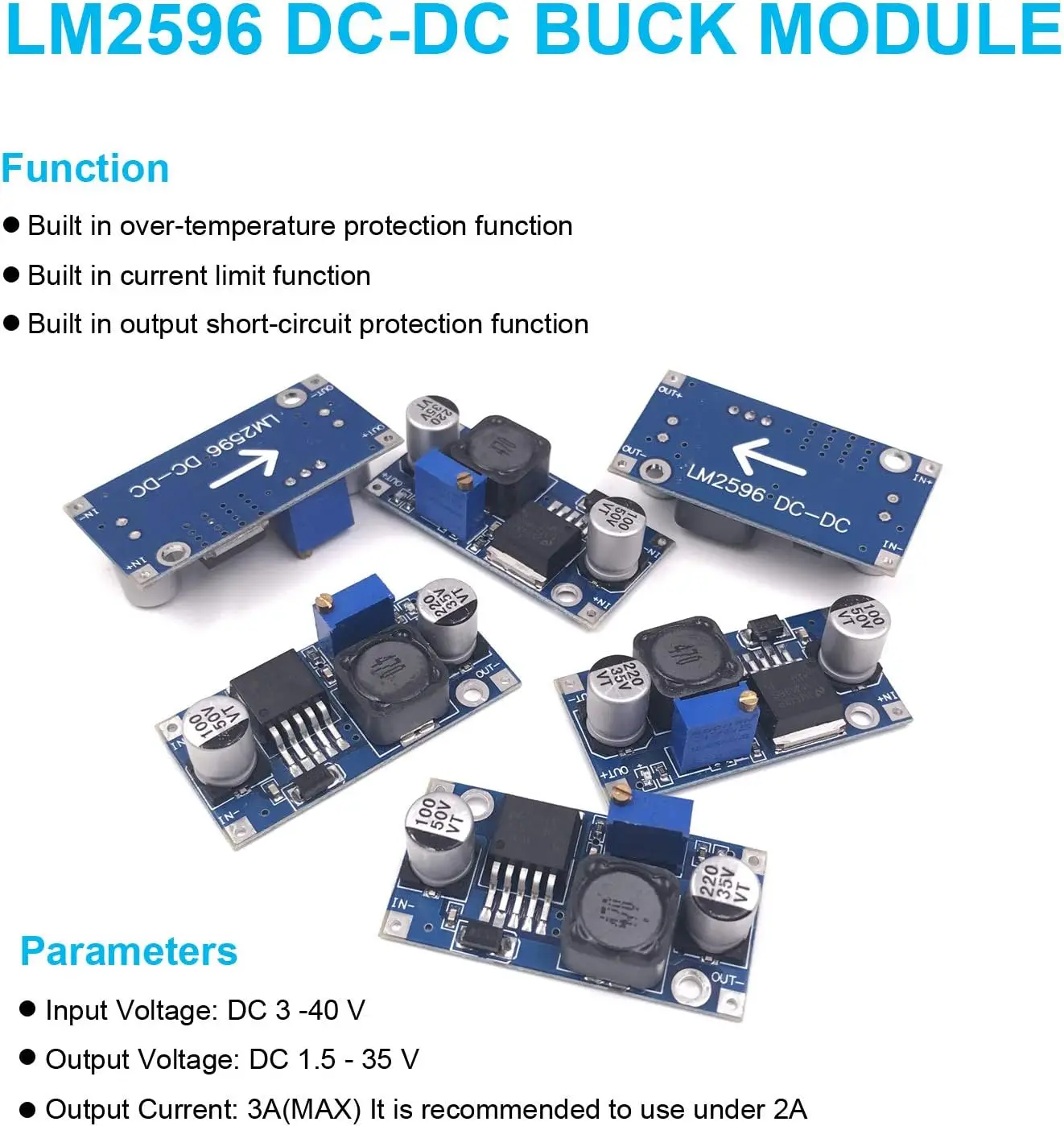 1/5/10PCS LM2596 DC to DC Buck Converter 3.0-40V to 1.5-35V Power Supply Step Down Module