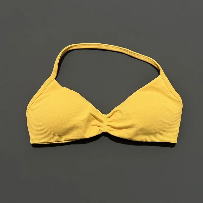 Sports Strappy Bra Yoga Underwear Women Gym Top Running Exercise Backless Bra High Support Active Wear Fitness Workout Halter