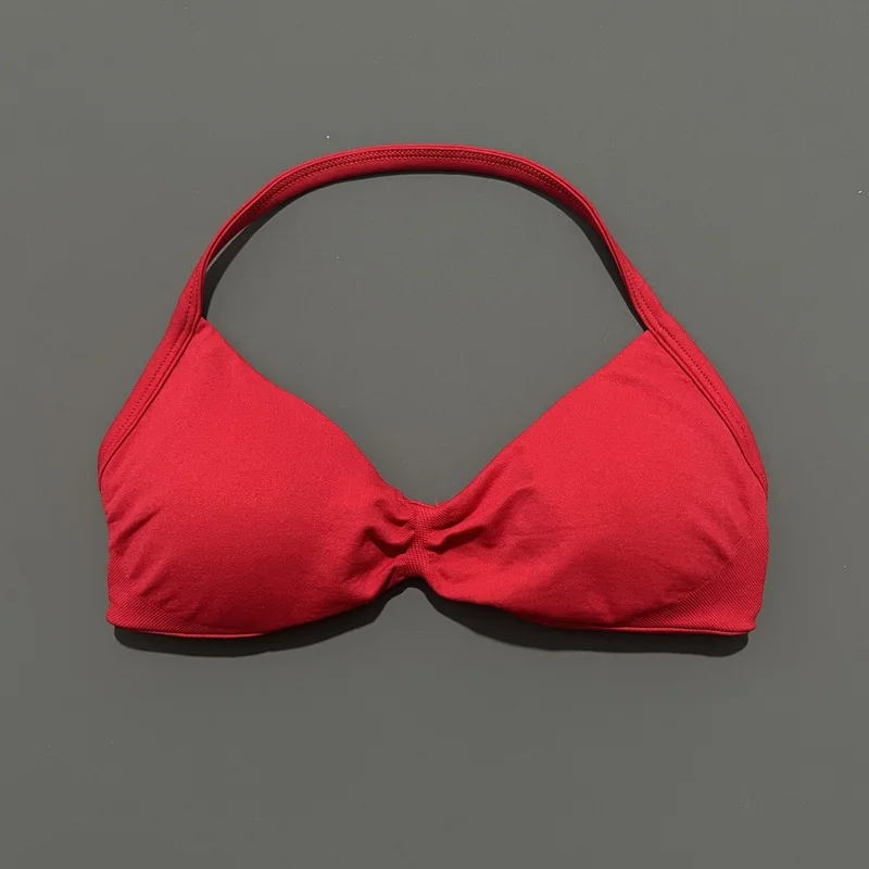 Sports Strappy Bra Yoga Underwear Women Gym Top Running Exercise Backless Bra High Support Active Wear Fitness Workout Halter