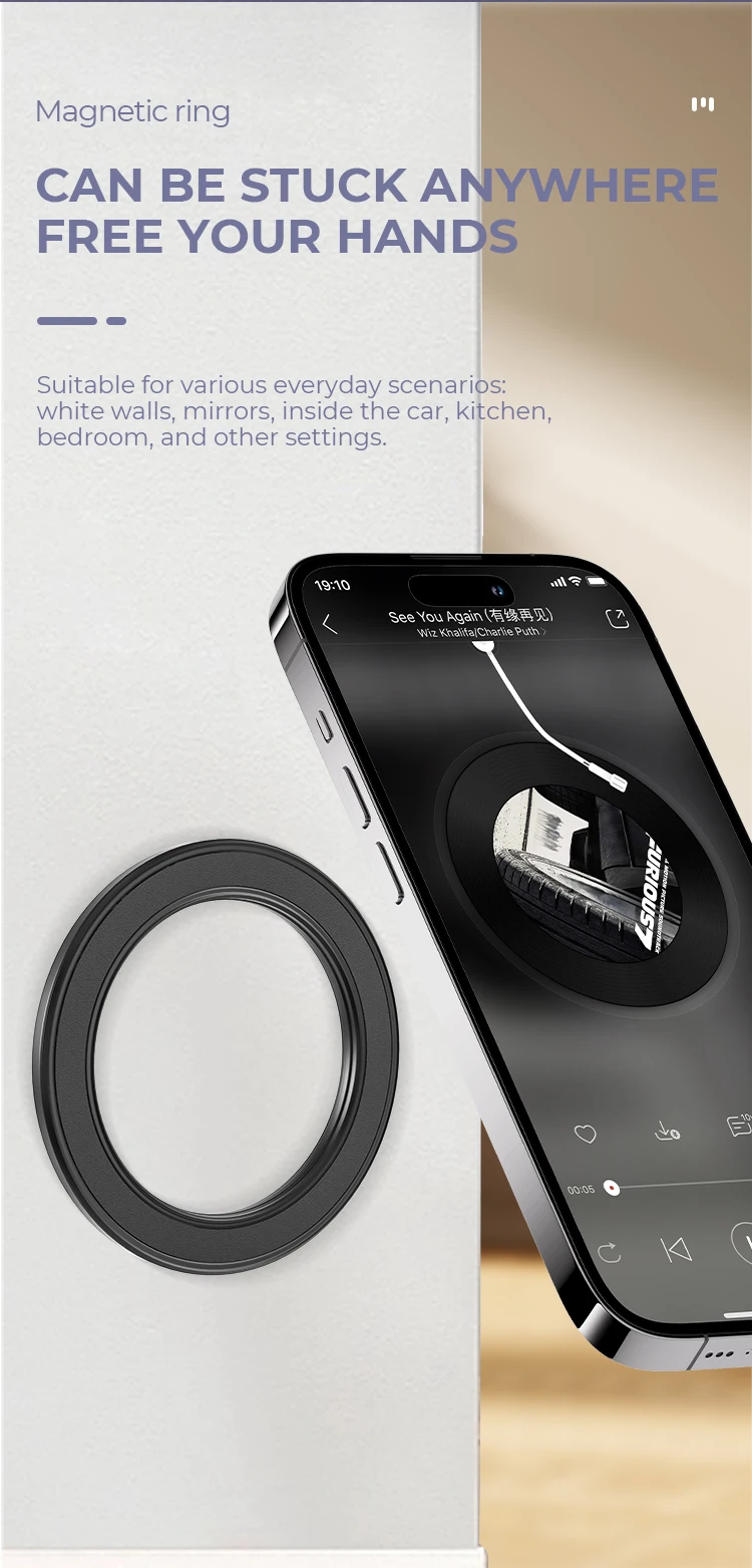 For Magsafe Strong Magnetic Ring Phone Holder Stands Adhesive Magnet Wall Cell Phone Mount Car Dashboard Mount for IPhone 15