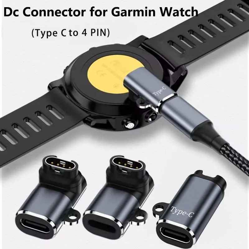 Type C IOS USB to 4pin Charger Adapter Connector for Garmin Fenix 7/6/5/7X/6X/5X/ Venu 2 Plus Watch Charging Converter
