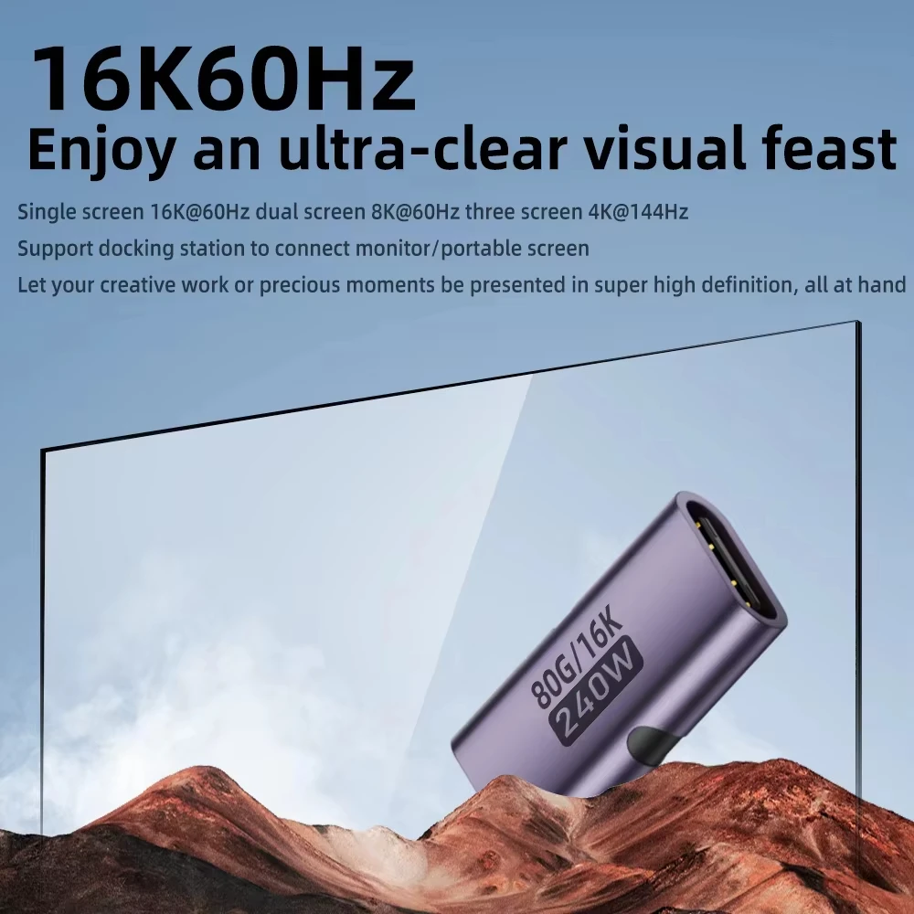 USB4 80Gbps USB C Female to Female Adapter Coupler 240W PD Fast Charging 8K@60Hz Type C Extender Converter for MacBook iPad Pro