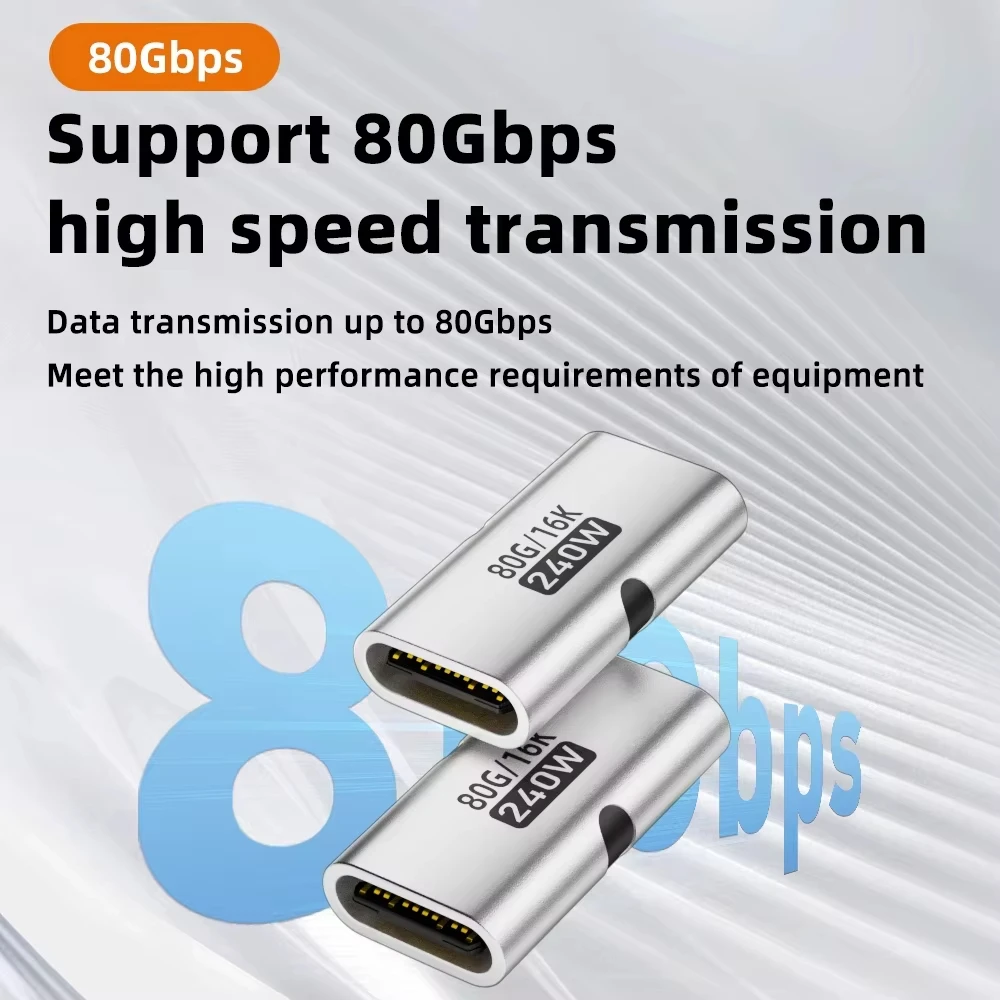 USB4 80Gbps USB C Female to Female Adapter Coupler 240W PD Fast Charging 8K@60Hz Type C Extender Converter for MacBook iPad Pro
