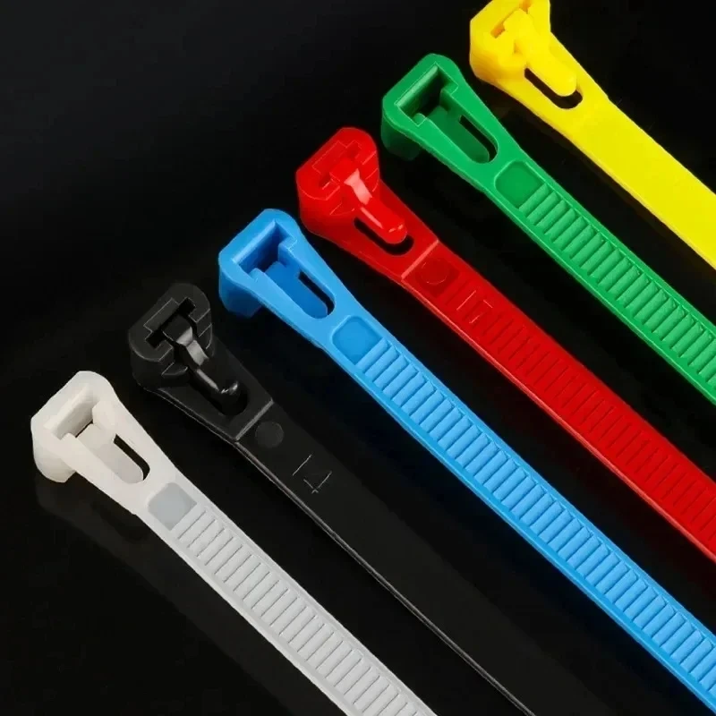 100PCS Reusable Self-Locking Nylon Cord Ties SecureFastening MixedColors Durable Flexible Ribbed Design for Indoor&Outdoor