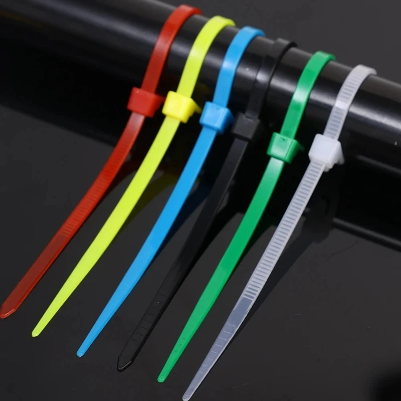 100PCS Reusable Self-Locking Nylon Cord Ties SecureFastening MixedColors Durable Flexible Ribbed Design for Indoor&Outdoor