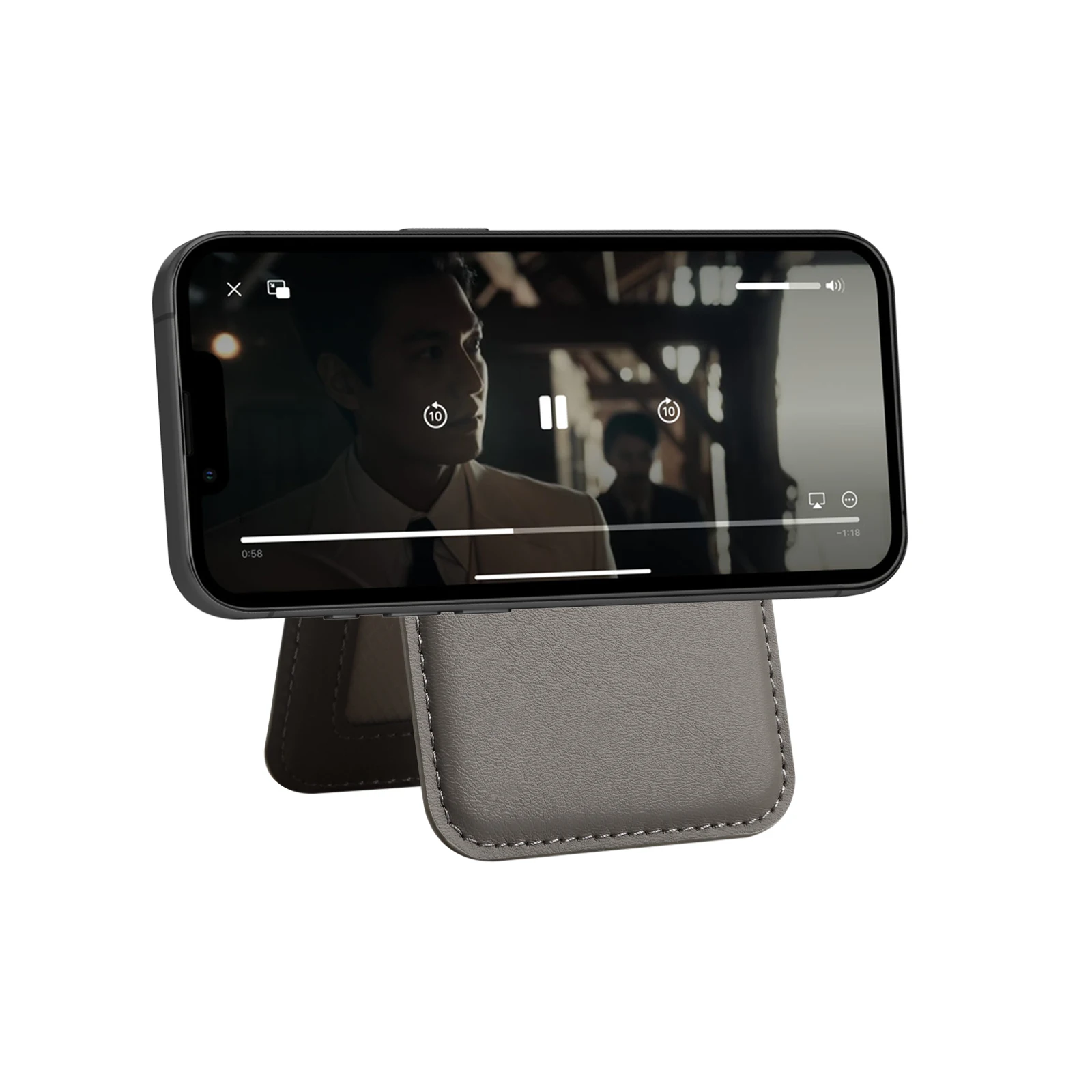 Premium PU Leather Magnetic Phone Card Holder, RFID Anti-Skimming Wallet Compatible with Magnetic Wireless Charging Smartphones,