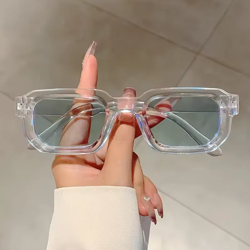 New Men Vintage Rectangle Frame Sunglasses Fashion Retro Sun Glasses Luxury Brand Design Glasses UV400 Eyewear Women Goggles