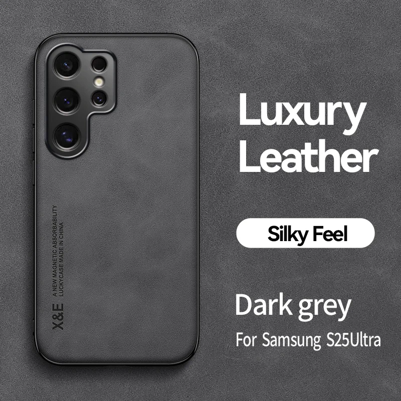 Luxury Leather Ultra Thin Phone Case For Samsung Galaxy S26 S25 S24 S23 S22 S21 Ultra Plus Silky Feel Soft Cover For Car Holder