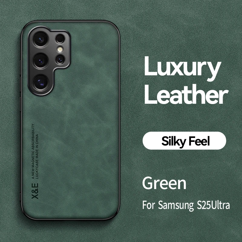 Luxury Leather Ultra Thin Phone Case For Samsung Galaxy S26 S25 S24 S23 S22 S21 Ultra Plus Silky Feel Soft Cover For Car Holder