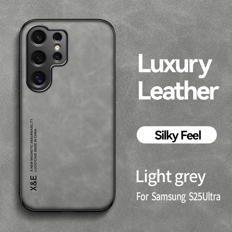 Luxury Leather Ultra Thin Phone Case For Samsung Galaxy S26 S25 S24 S23 S22 S21 Ultra Plus Silky Feel Soft Cover For Car Holder