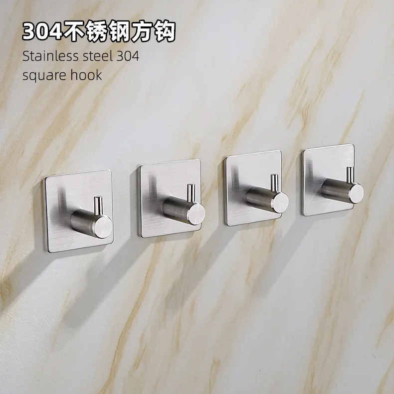 Stainless Steel 3M Self Adhesive Hooks Sticky Wall Door Hook Robe Tea Towel Rustproof Towel Rack, Clothes Coat Hanger