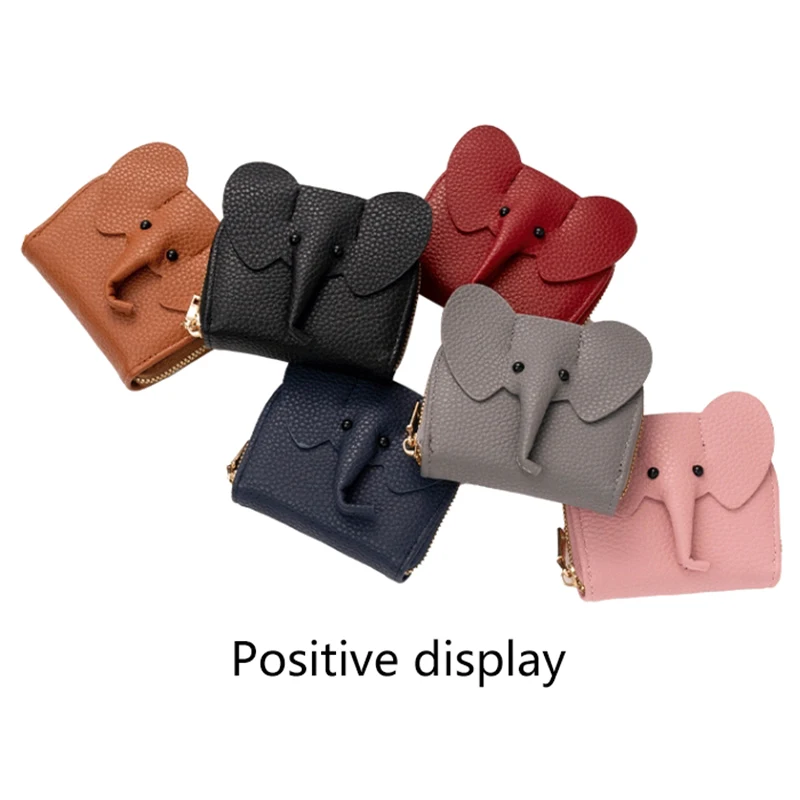 Business Card Holder Female Cow Leather Credit Card Wallet Elephant Pattern Zipper Change Small Bag Women Bank Credit Card Case