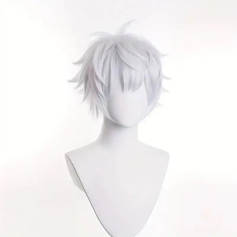 Jujutsu Kaisen Cosplay Wig Gojo Satoru Wig with Black Glasses Silver White Wig with Wig Cap for Cosplay Halloween Costume Party