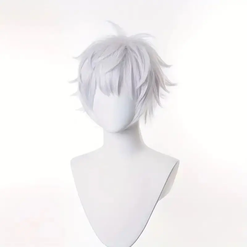 Jujutsu Kaisen Cosplay Wig Gojo Satoru Wig with Black Glasses Silver White Wig with Wig Cap for Cosplay Halloween Costume Party