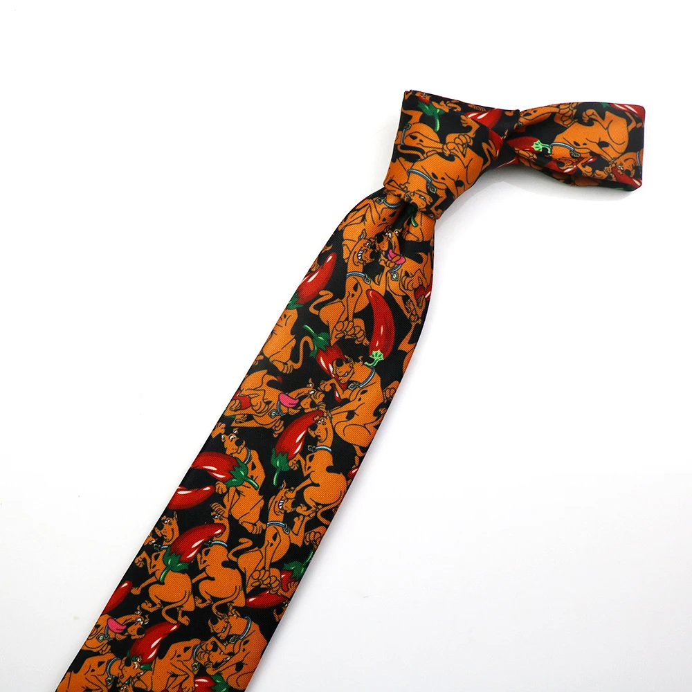 New Trendy 9cm Width Large Neckties For Men Women Cartoon Flower Printed Casual Vintage Neck Tie Shirt Accessories Tuxedo Cravat