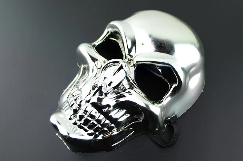 New Silvery Skull Mask Halloween Skull Head Cosplay Mask Anti-terrorism Skeleton Mask Masquerade Horror Gold Ghost Masque