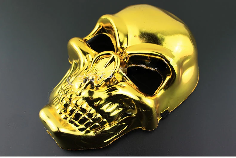 New Silvery Skull Mask Halloween Skull Head Cosplay Mask Anti-terrorism Skeleton Mask Masquerade Horror Gold Ghost Masque