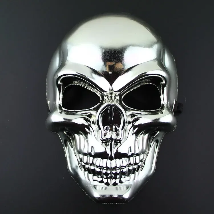 New Silvery Skull Mask Halloween Skull Head Cosplay Mask Anti-terrorism Skeleton Mask Masquerade Horror Gold Ghost Masque