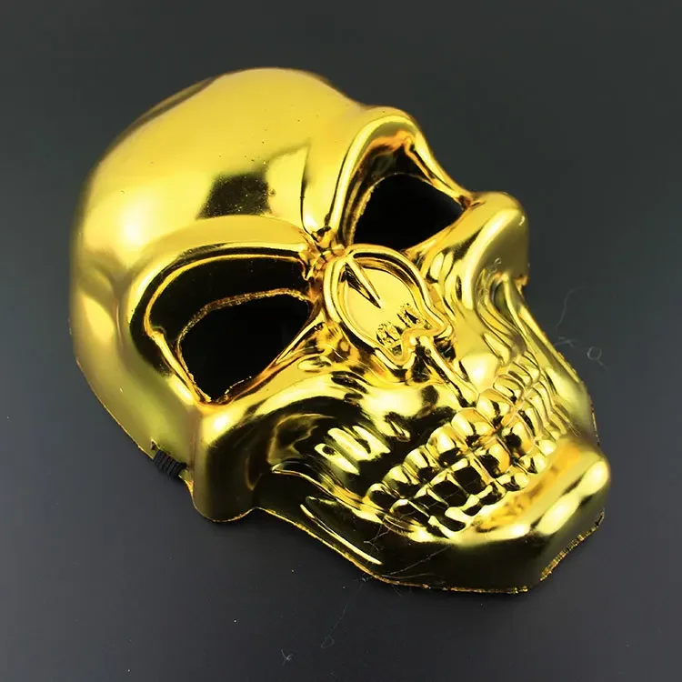 New Silvery Skull Mask Halloween Skull Head Cosplay Mask Anti-terrorism Skeleton Mask Masquerade Horror Gold Ghost Masque